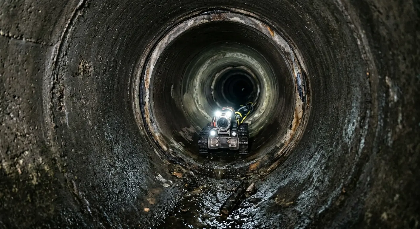 Robotic sewer camera inspecting pipe interior for Sewer Line Cleaning in Helena